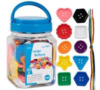 edx education Large Buttons - Mini Jar - Lacing Activity - Sensory and Fine Motor Skill Development - Math Manipulative
