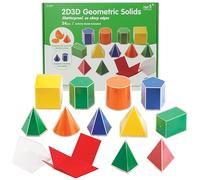 edxeducation 2D3D Geometric Solids | Set of 24 | 12 Shapes, 12 Folding Nets and Activity Guide | Classroom Maths Manipulative and Geometry for Kids