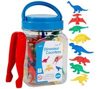 edxeducation Dinosaur Counters - Mini Jar - Set of 32 - Learn Counting, Colours, Sorting and Sequencing - Maths Resources for Early Years