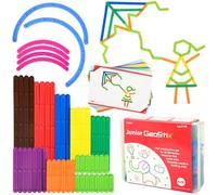 edxeducation Junior GeoStix | 200 Multicoloured Construction Toy Sticks | Includes 30 Double-Sided Activity Cards | Early STEM and Geometry Maths Resources | Fine Motor Skills Toy