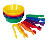 edxeducation Sorting Bowls & Tweezers - Set of 12 - 18M+ - 6 Colours - Counting and Sorting Toy for Toddlers - Early Education and Fine Motor Skills Resource