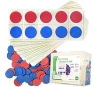 edxeducation Ten Frame Classroom Set - Maths Resources for Kids - 16 Plastic Ten Frames - 160 Counters - Classroom Maths Supplies, White, Red and Blue