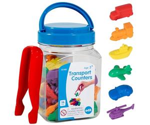 edxeducation Transport Counters | Mini Jar | Set of 36 | Learn Counting, Colours, Sorting and Sequencing | Hands-on Maths Resource for Early Years