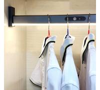 EDXTNKQC 40cm-130cm Illuminated Metal Clothes Hanger, 2-in-1 Wardrobe Rod, Built-in Battery And Infrared Sensor, Adjustable Length Wardrobe Rod(400mm)