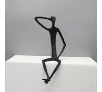 EDXTNKQC Desktop Decoration Figurine - Art Statue, Abstract Iron Sitting Man Sculpture, Elegant Desktop Decoration Ornaments, Crossed Legs With Hands On HIPS Pose Cast Iron Statues(B)