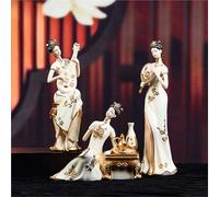 EDXTNKQC Desktop Decoration Figurine - Art Statue, Classical Lady Musicians Decorative Statues, Chinese Traditional Porcelain Figurine Ornaments, Retro Chinese Style Art Decoration Sculptures(4pcs)