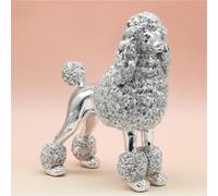 EDXTNKQC Desktop Decoration Figurine - Art Statue, Standing Pink＆ Sliver Poodle Sculpture Decor, Garden Home Decorative Dog Statue, Resin Animal Ornament(A)