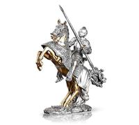 EDXTNKQC Family Art Sculpture Figurines - Knight Bronze Warhorse Statue, Warrior 16.7 Inch Swordsman Guard Warrior Statues, Medieval Collectible Legendary Knight Ornament, Home Office Art Figure Gift