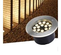 EDXTNKQC Underground Light LED, IP67 Waterproof Ground LED Landscape Light, AC85-265V Round Outdoor Buried Lights, Stainless Steel Lighting Spotlight(Yellow,24W)