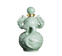 EDXTNKQC Whiskey Decanter - Art Statue, Double Dragon Gourd Whiskey Decanter Sculpture, Jingdezhen Ceramic Wine Dispenser, Creative Ceramic Wine Bottle, Home Bar Decoration Ornaments(Green,2500ml)
