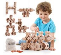 Edyfico THS102, Wooden Block for Kids, Building blocks for 3 year olds, STEM Toys for 3+ years old boys girls, Montessori Educational Toddlers Toy with Parent-Child Interactive Cards & Storage Bag