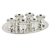 Edzard 7-piece schnapps set, 6 schnapps cups and serving tray, heavy silver plated, tray 8,7 x 5,9 in, cup height 2,0 in, capacity per cup 0.04 liters