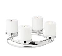 EDZARD Advent Wreath Annabel (Ø 34 cm), Stainless Steel, Highly Polished | silver coloured, for pillar candles Ø 8 cm, decorate it yourself, christmas and advent decoration, candle holder