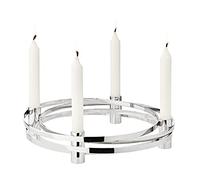 EDZARD Advent Wreath Avia (Ø 30 cm), Stainless Steel, Highly Polished | silver coloured, for taper candles, decorate it yourself, christmas and advent decoration, candle holder