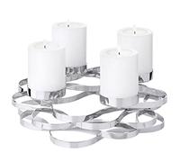 EDZARD Alita Advent Wreath (Diameter 25 cm), Stainless Steel, Nickel-Plated, Silver, for Pillar Candles Diameter 6 cm