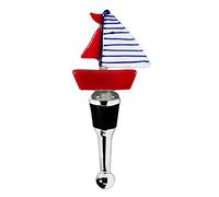 EDZARD Bottle Stopper Sailboat (H 13 cm), Handcrafted Glass | nautical gift idea, coastal home decor, for wine and champagne, traditional glass art, bar accessory, table decoration