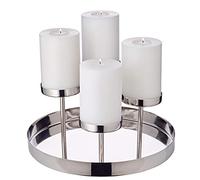 EDZARD Candle holder candlestick on plate Marbella, nickel-plated stainless steel | length 12.2 in, height 6.3 in, for 4 candles diameter 3.1 in