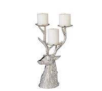 EDZARD Candleholder Candlestick Deer, nickel-plated aluminium, height 12.6 in, for 3 pillar candles diameter 2.4 in, perfect for candle Cornelius