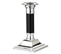 EDZARD Candlestick Lincoln, black shaft, height 5,9 in, silver plated, tarnish protected