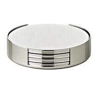 EDZARD Coaster Due silver plated, tarnish protected, diameter 3,5 in, set of 4 + holder