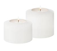 Edzard Cornelius Pine CANDLE_HOLDER, set of 2 (White, 5x7cm and 7x7cm), UV and heat resistant, reusable, for standard tea lights and transparent higher tea lights, dishwasher safe