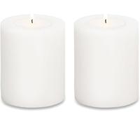 EDZARD Cornelius Set of 2 Permanent Candles, White, Heat Resistant up to 90°, Pillar Candle Look Tea Light (Height 9 cm, Diameter 8 cm), White.