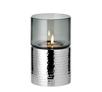 EDZARD Cosmo Lantern, Dark Glass, Hammered Stainless Steel, Highly Polished, Perfect for Maxi Tea Light (Height 18 cm)