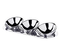 EDZARD Decorative Bowl Asti Set of 3 (Ø 10 cm, L 30 cm), Stainless Steel | bowls on a tray, serving bowl for fruit and snacks, table decoration, living room decor, gift idea