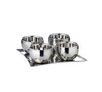 EDZARD Dessert Bowl Set Madeleine (20 x 20 cm), Double Walled | stainless steel, highly polished, tray included, table decoration, living room decor, gift idea
