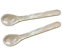 EDZARD Egg Spoons Set of 2 (L 11 cm), Mother of Pearl, Rounded Handle | handmade, 100 % natural product, Pinctada maxima, caviar and breakfast spoon, table decoration, gift box