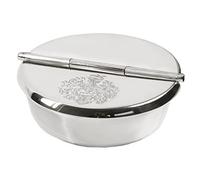 EDZARD Folding Ashtray Herald, Handcrafted, Heavily Silver-Plated, ø 9.3 cm, Premium Outdoor Ashtray for Cigarettes and Cigars, Windproof with Lid