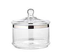 Edzard Glass Bowl Serving Box Vigo with lid, Mouth-Blown Crystal Glass with Platinum Rim, Diameter 19 cm, Height 19 cm