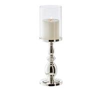 EDZARD Hurricane Candle Holder Mascha (H 34 cm), Silver Plated, with Glass | tarnish resistant, no polishing needed, cylinder open at the bottom, takes on no wax, for pillar candles to Ø 8 cm