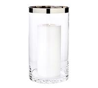 EDZARD Hurricane Candle Holder Molly (H 30 cm, Ø 17 cm), Crystal Glass | platinum rim, holds a pillar candle on its own, shields the flame from draughts all round, hand blown, every piece unique