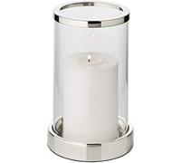 EDZARD Hurricane Candle Holder Sanremo (H 20 cm, Ø 12.5 cm), Silver Plated | tarnish resistant, no polishing needed, shields the flame from draughts, for pillar candles to Ø 8 cm