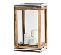 EDZARD Lantern Dubai made of teak and nickel-plated steel, height 17 in