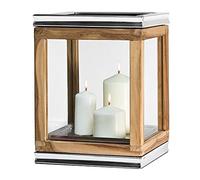 EDZARD Lantern "Dubai" made of teak and stainless steel, height 13,4 in