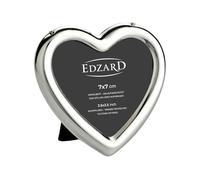 EDZARD Mini Heart Photo Frame for 7 x 7 cm Photos, Precious Silver, Tarnish Resistant, Velvet Backing, Free Standing Photo Frame