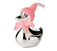 Edzard Money Box, Silver Plated, Blue and Pink, Model Piggy Bank Duck, 13 cm, Unisex