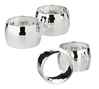 EDZARD Napkin Rings Flux, Hammered, Silver-Plated, Diameter 4 cm, Set of 4