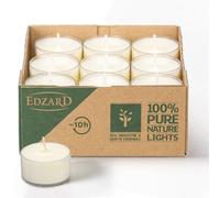EDZARD Pack of 18 Tea Lights, White, Rapeseed Wax, Transparent Plastic Case, Burning Time Approx. 7 Hours