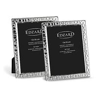 Edzard picture frames Pavia for photos, 5x7 inch (13 x 18 cm), elegant silver-plated, tarnish-proof, with velvet backing, incl. 2 hangers, for standing and hanging Silver Mirror Polished, Set of 2