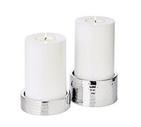 EDZARD Pillar Candle Holder Luca Set of 2 (Ø 9.5 cm), Stainless Steel | for pillar candles Ø 8 cm, flat and round, candle plate, set of two, table decoration
