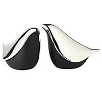 EDZARD Salt and Pepper Shakers Dove Set of 2 (H 6 cm), Silver Plated | tarnish resistant, black body, bird figures, spice shakers, table decoration, gift idea