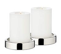 EDZARD Set of 2 candle holders/candle plates Sanremo, nickel plated, diameter 4 in, for pillar candles, perfect for tealight candles Cornelius