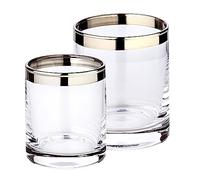 EDZARD Set of 2 crystal windlight glasses Molly, mouth blown, with platinum edge, heights 8 cm and 10 cm