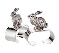 EDZARD set of 2 napkin rings Bunny, silver plated, length 2 in, Spring and Easter decoration