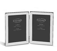 Edzard Silver Plated Double Photo Frame 5"x7" (13x18 cm) Salerno, Non-Tarnishing, High Gloss Finish, Real Glass Front & Premium Velvet Back, Portrait or Landscape Display - Elegant Wedding Gift