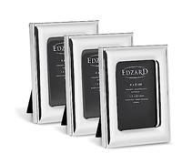 EDZARD Silver Plated Mini Photo Frame Adria Set of 3 1.6"x2.4" Non-Tarnishing