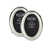 EDZARD Silver Plated Mini Photo Frame Oval Set of 2 2"x2.8" Non-Tarnishing | Silver Frame for 2"x2.8" Photos, Velvet Back, Freestanding, Picture Frame, Portrait Frame, Wedding Gift